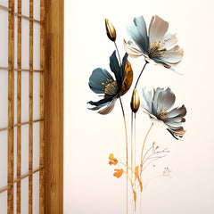 2pcs 3D Flower Wall Stickers Living Room Pvc Self-adhesive 23.6 x 11.8 inch
