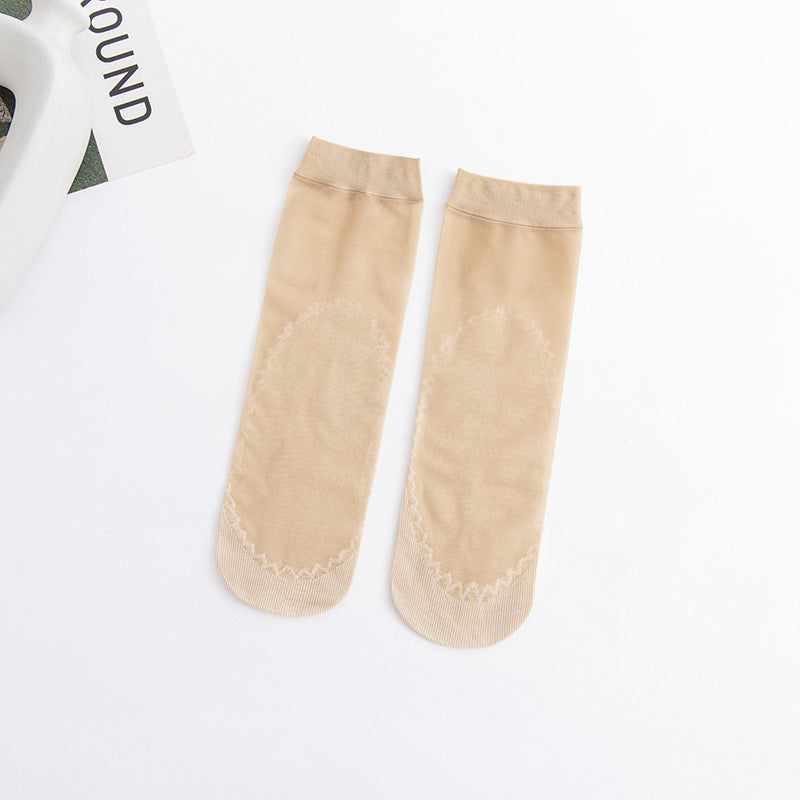 5 Pairs Thin Non Slip Socks Women's Mid Tube Stockings Comfy & Breathable