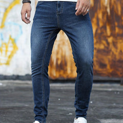 Men's Slim Fit Jeans Street Style Stretch Distressed Denim Pants