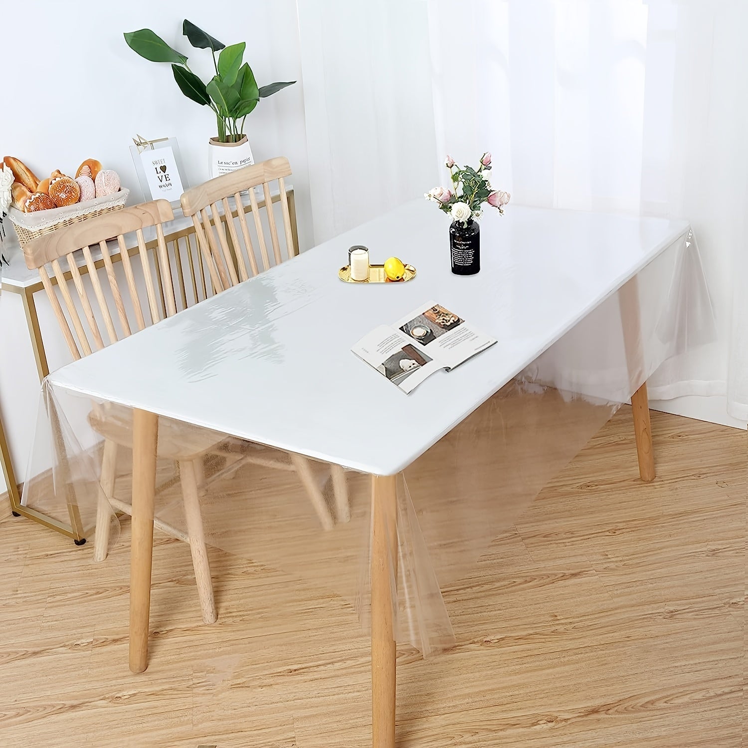 Waterproof Transparent Plastic Tablecloth Spill-proof Rectangular Tablecover