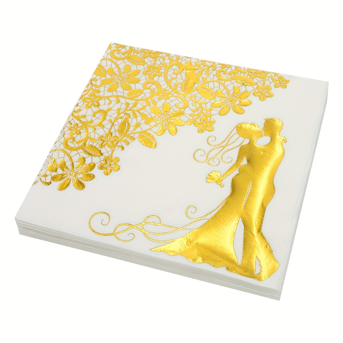 20pcs Bridal Wedding Bronzing Printing Disposable Napkin 33 02cmx33 02cm