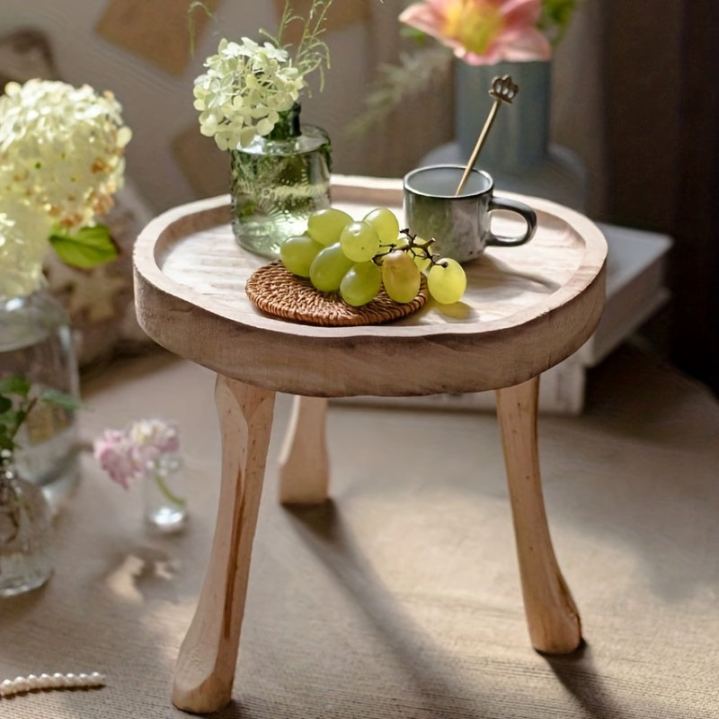 Vintage Solid Wood Flower Pot Holder Dwarf Stool
