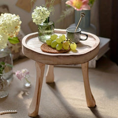 Vintage Solid Wood Flower Pot Holder Dwarf Stool