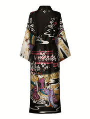 Floral Print Night Robe Long Sleeve Women's Sleepwear