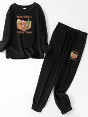 Christmas Lounge Set Hat Cow & Desert Print Pajamas