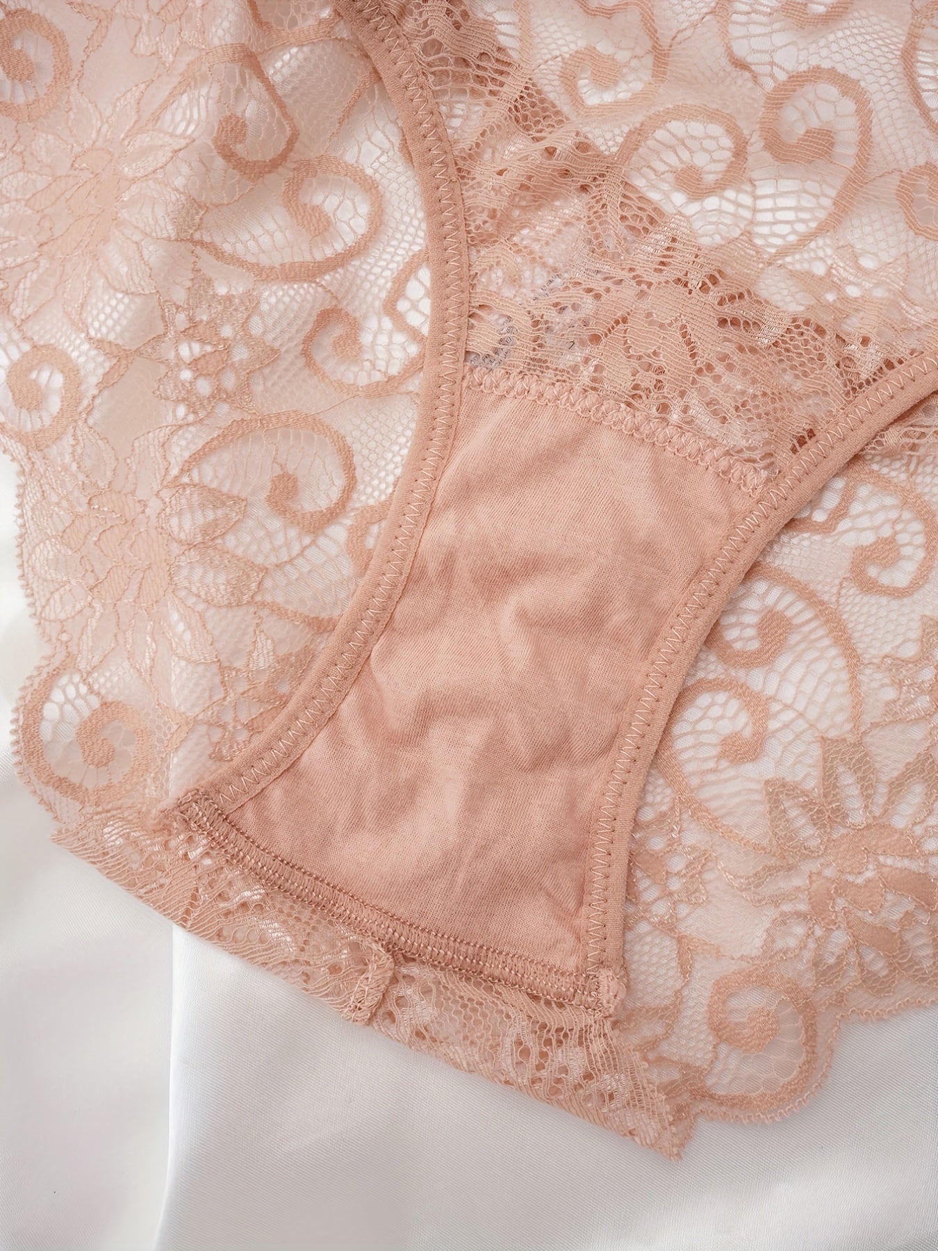4pcs Lace Bow Tie Briefs Scalloped Panties Women's Lingerie