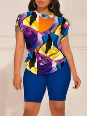 Colorblock Print Pin Decor 2 Piece Set