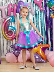 Girls Mermaid Costume Outfits Mermaid Tutu Dress With Headband