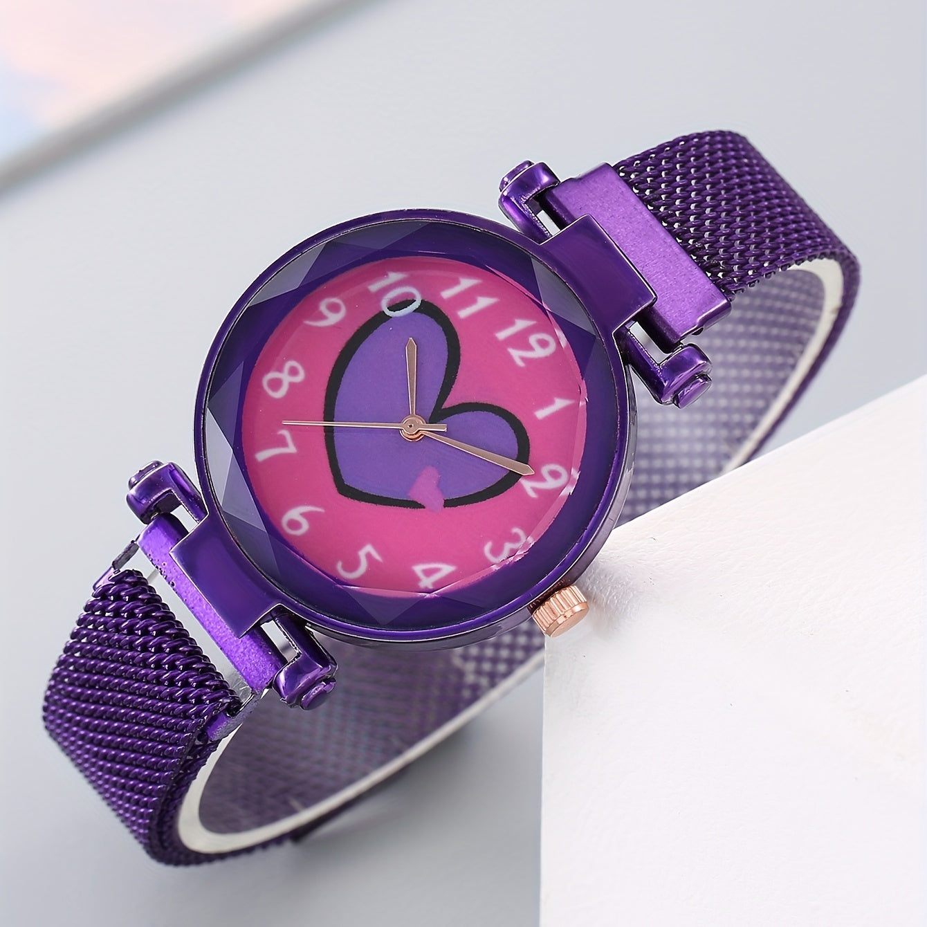 Round Dial Quartz Watch & Butterfly Bangle Set