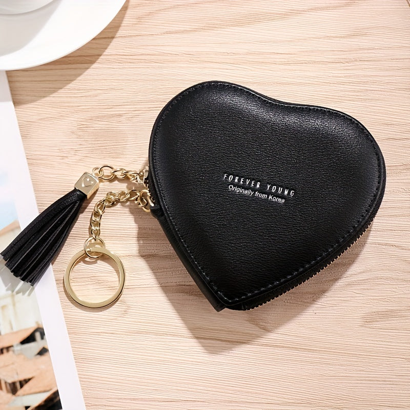 Heart Coin Purse Keychain Letter Charm Key Ring Bag Car Charm Earphone Accessory