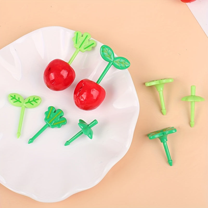 8Pcs Food Fruit Fork Picks Leaf Bento Box Decor Forks Cake Little Forks