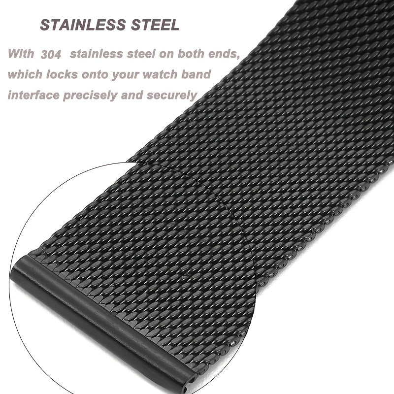 Stainless Steel Metal Strap Folding Watch Band Replacement Wristbands
