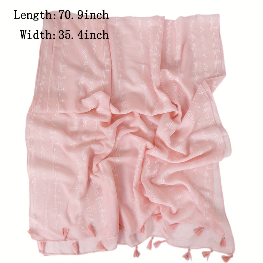 Polyester Print Tassel Scarf Casual Accessories