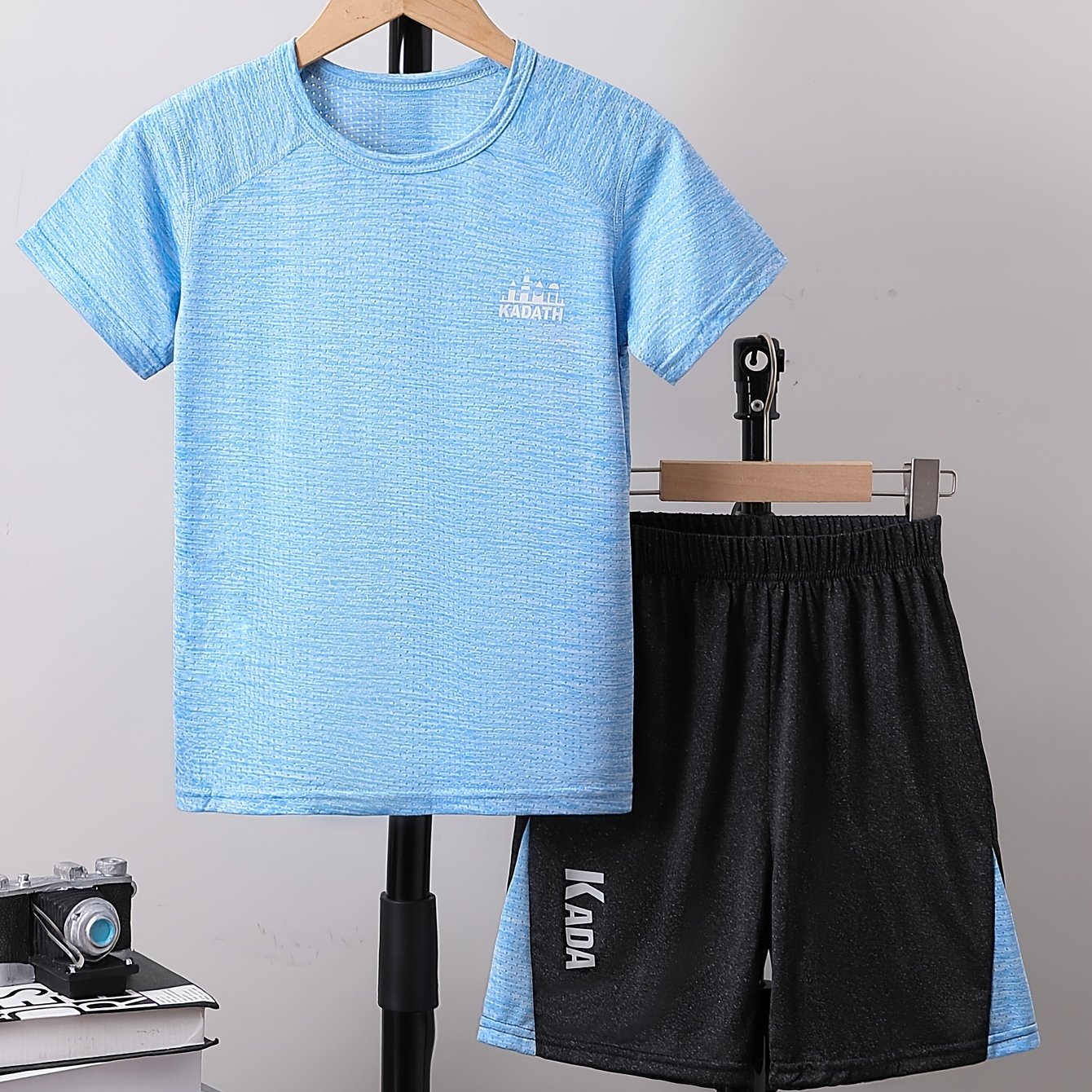 Boy's 2pcs Letter Print T shirt & Shorts Set Breathable Casual Outfits