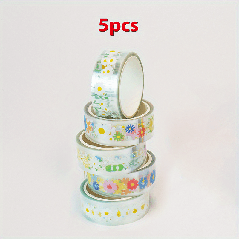 Adhesive Tape Transparent Flower Daisy Pattern Decorative Sticker Clear Tape