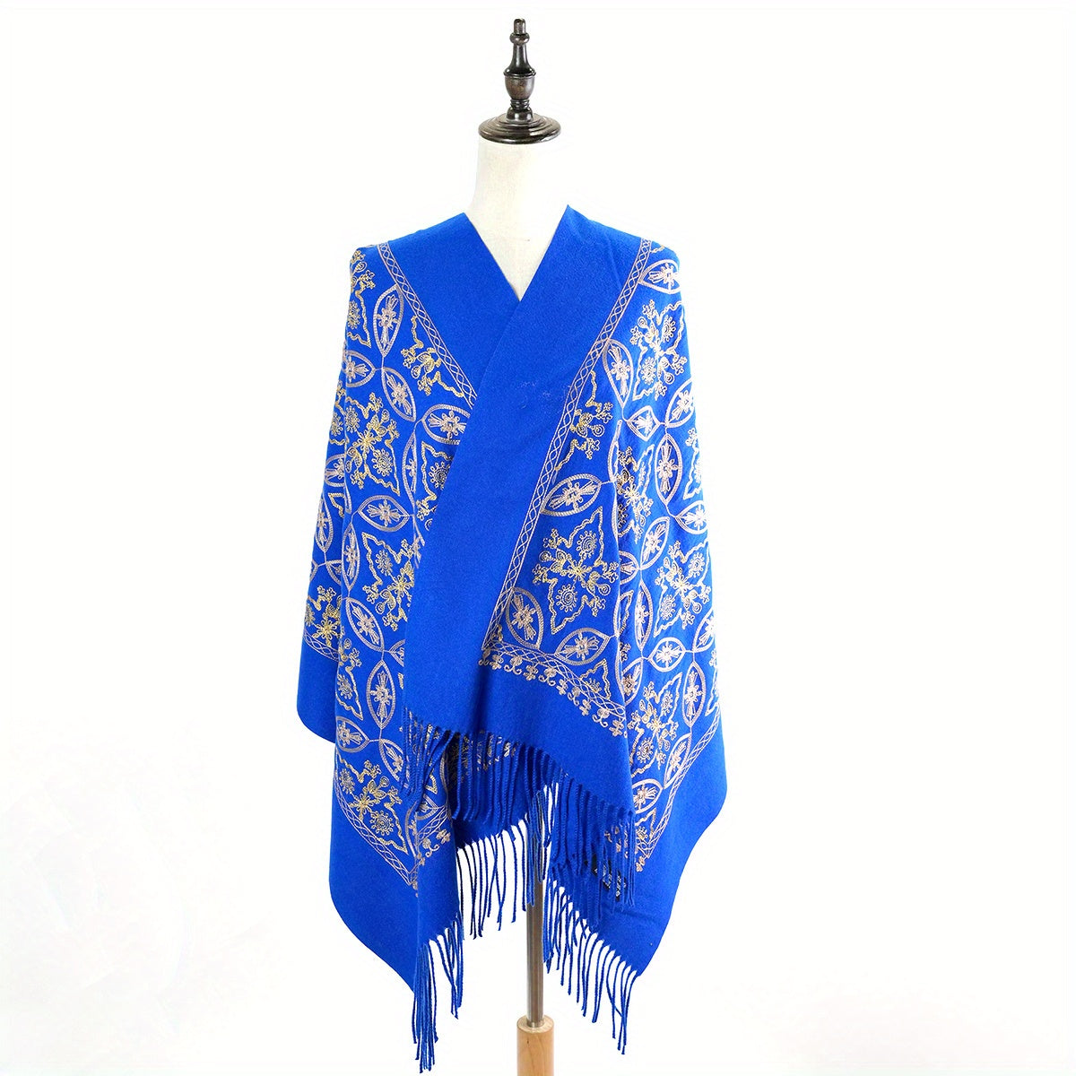Cashmere Embroided Scarf Long Warm Tassel Shawl