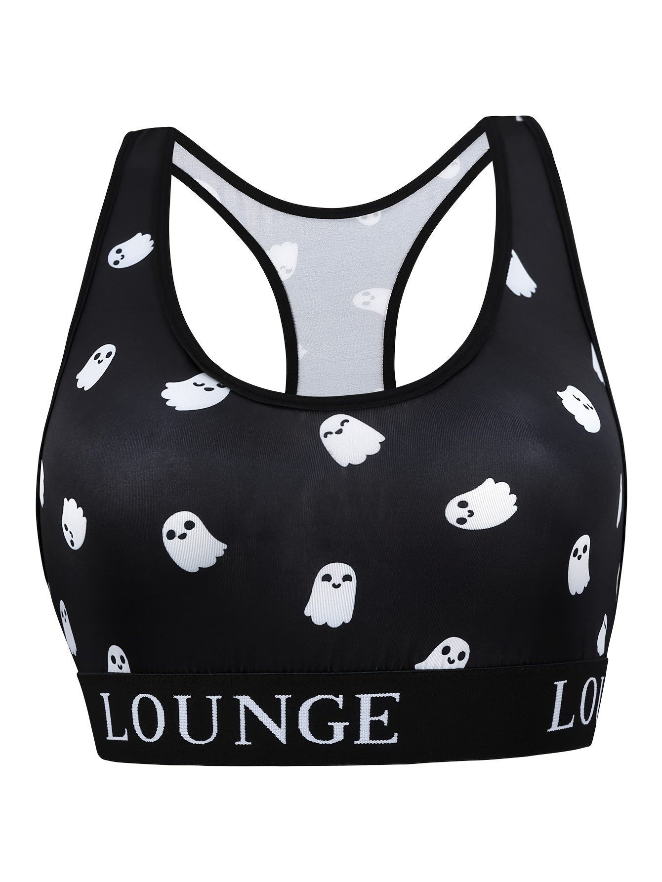 Women's Plus Ghost Print Bra & Shorts Two Piece Set