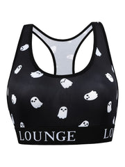 Halloween Sports Bra Women's Plus Ghost Print Letter Tape