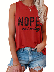Not Today Print Tank Top Casual Crew Neck Summer Sleeveless Top
