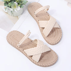 Women's Cross Strap Beach Slippers Comfortable Outdoor Flat Slippers