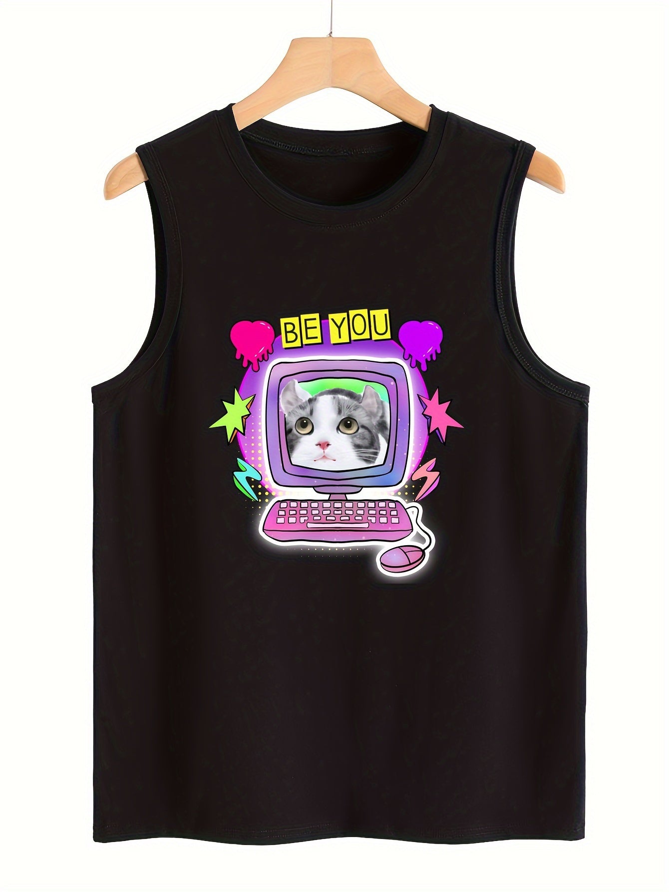 Cat Pattern Stretchy Sports Vest Women's Activewear
