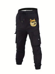 Dog Pocket Cotton Cargo Pants Men's Casual Drawstring Cargo Joggers
