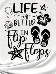 Letter Print Tank Top Crew Neck Sleeveless Summer Beach Women's Tank Top