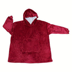 Thickened Hooded Flannel Blanket With Arm Sleeve Coldproof Wearable Blanket