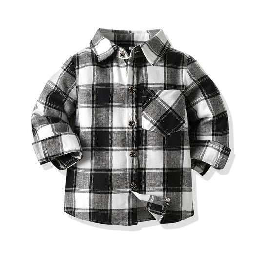 Boys Plaid Flannel Button-Up Shirt