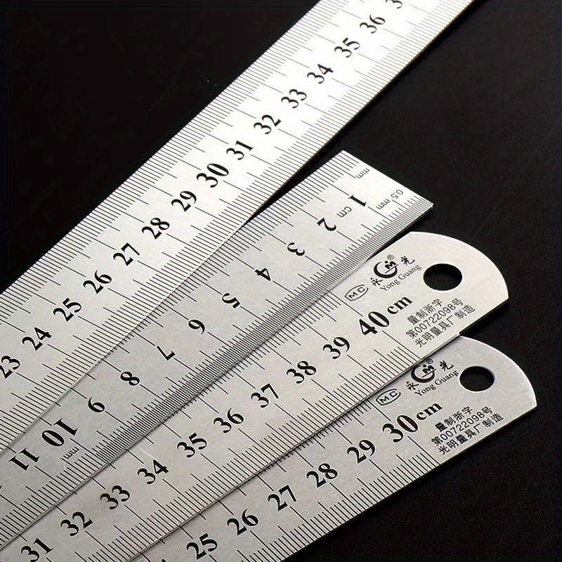 Thick Stainless Steel Ruler, 12-Inch, Metric & Inch Measurement, Durable