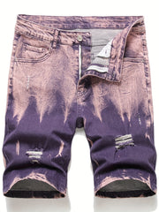 Men's Casual Street Style Ripped Denim Shorts Medium Stretch Distressed