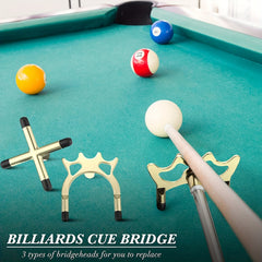 3pc Retractable Billiards Cue Stick Bridge w/ Removable Brass Head