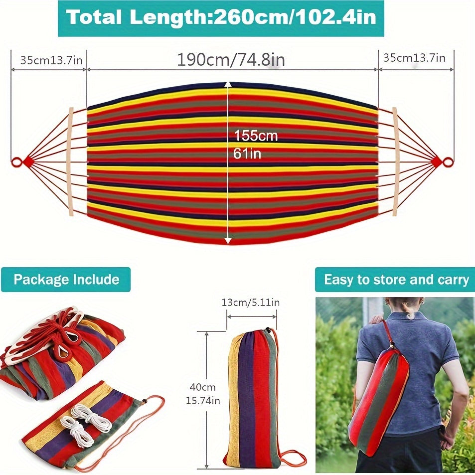 Portable Anti-Rollover Hammock w/ Tree Straps & Storage Bag for Camping