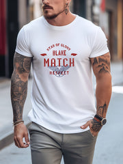 Retro Letter Print Men's Graphic Crew Neck Active T shirt