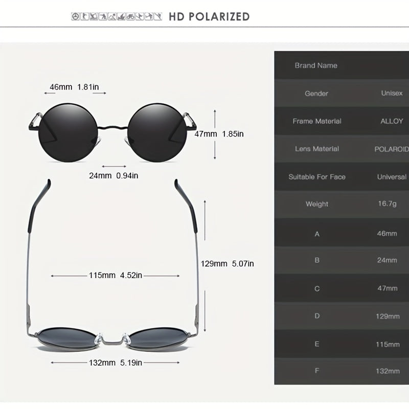 Round Sunglasses for Outdoor Sun Protection Unisex