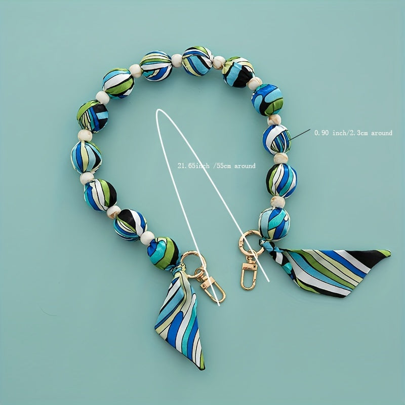 Silk Scarf Bead Bag Chain for Women's Handbag