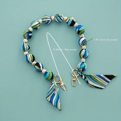 Silk Scarf Bead Bag Chain for Women's Handbag