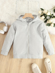 Girls' Basic Zipper Hoodie Casual Hooded Jacket Spring Fall
