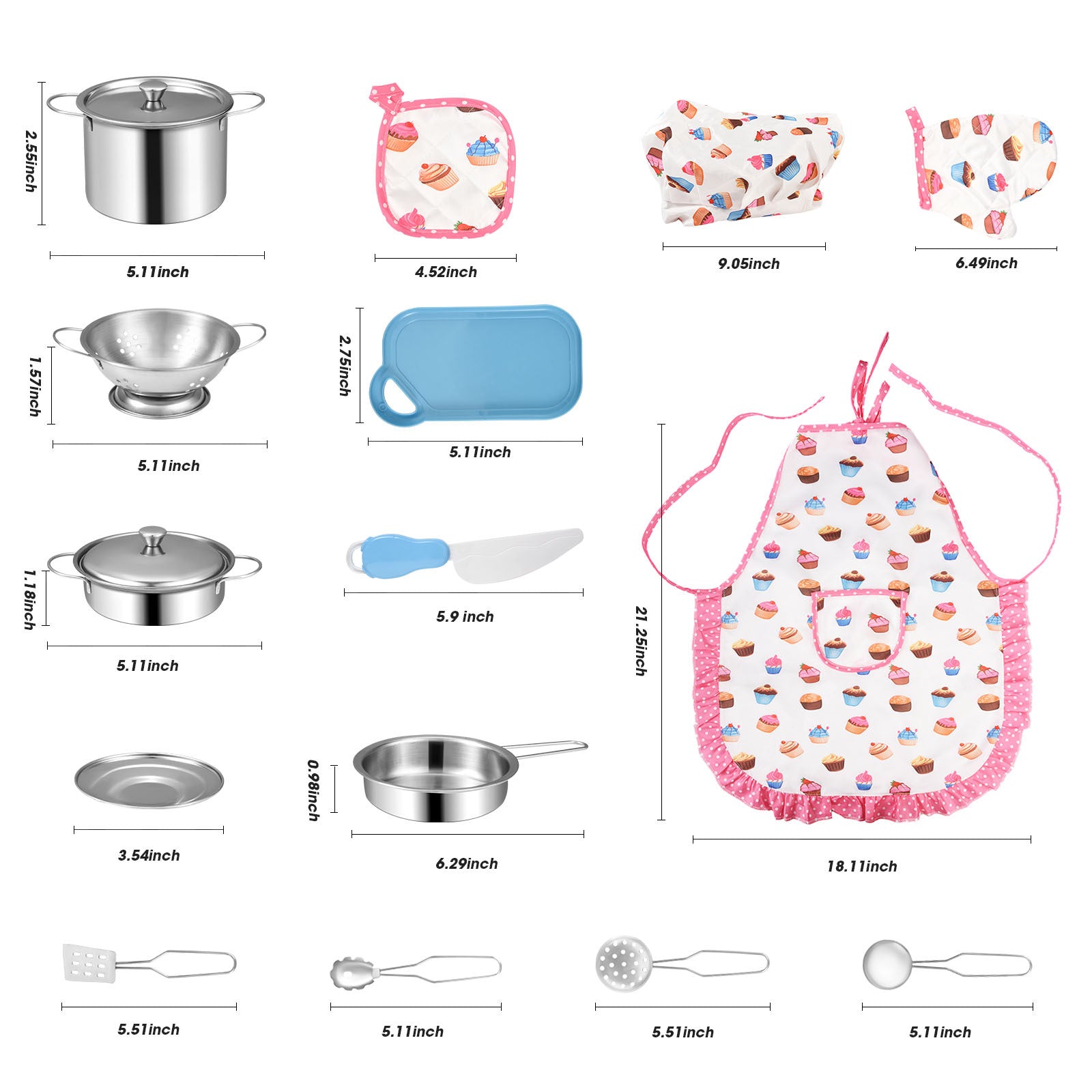 Kids' Kitchen Play Set Dino Apron & Pretend Food Educational Role Play