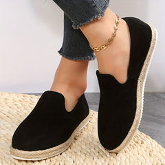 Women's Solid Flat Loafers Slip On Low Round Toe Non slip