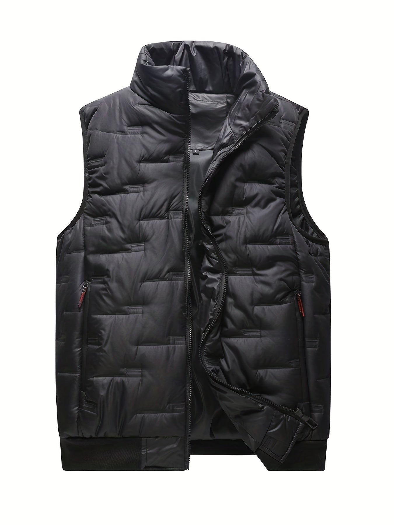 Men's Casual Zipper Pockets Stand Collar Zip Up Vest