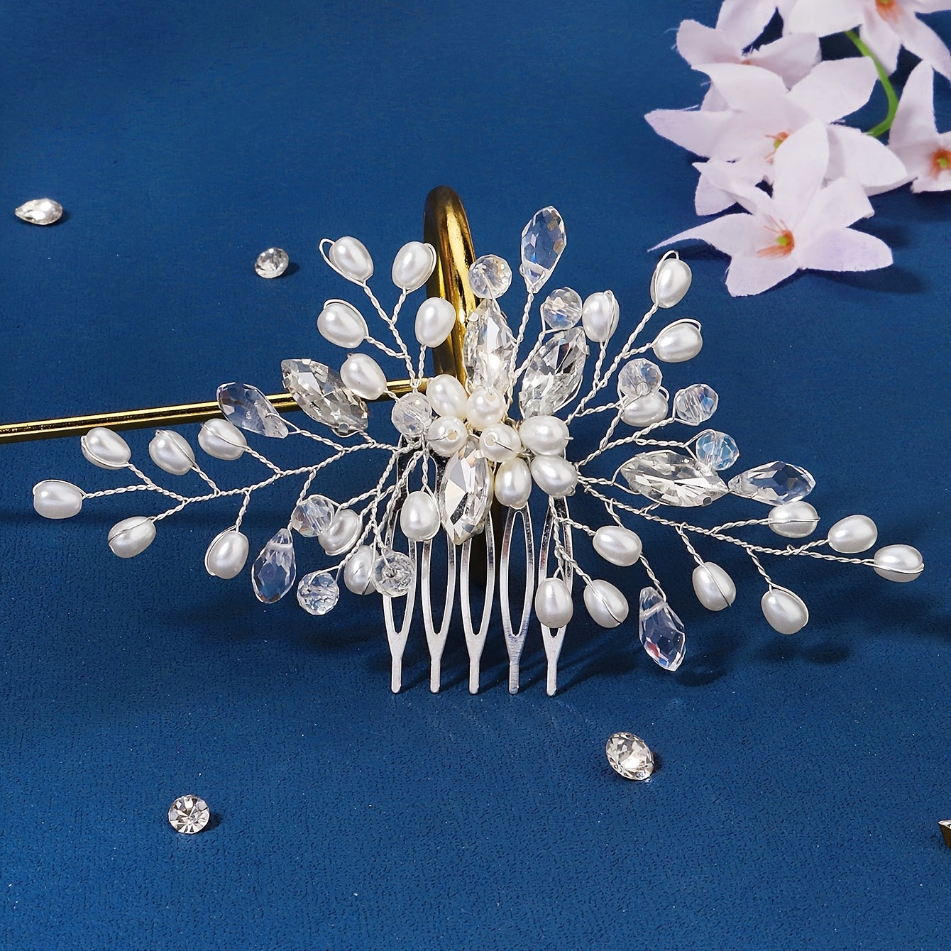 Crystal Bead Bridal Hair Comb Wedding Headpiece