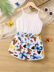 Toddler Girls Butterfly & Letter Graphic Cami Romper Jumpsuit