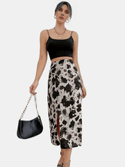 Graphic Print Split Skirt High Waist Casual Summer Women's Clothing