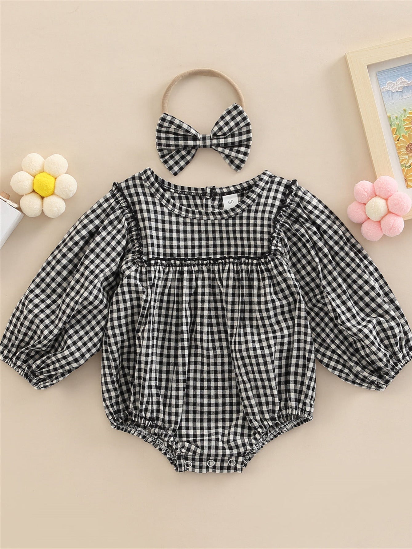 Toddler Girls Onesie with Bowknot Headband