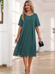 Women's Plus Mesh Butterfly Sleeve Casual Dress