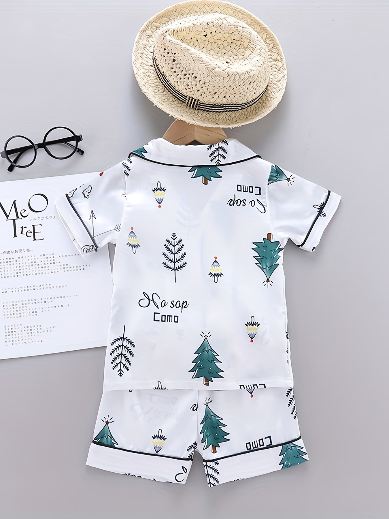 Boys Tree Print Pajamas Set Short Sleeves Tops & Bottoms