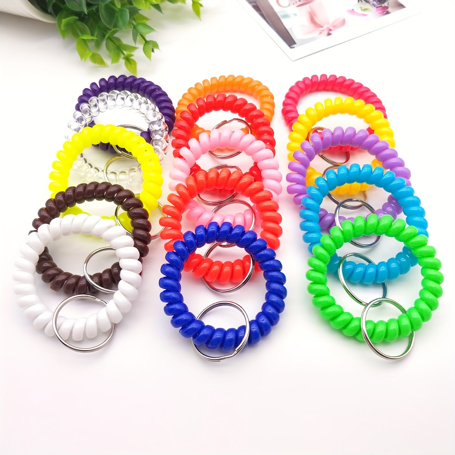 Plastic Spring Coil Keychain Bracelet Telescopic Ring