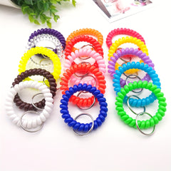 Plastic Spring Coil Keychain Bracelet Telescopic Ring