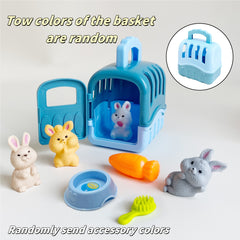 House Rabbit Carry Basket Carrot Dog Bone Toy Set